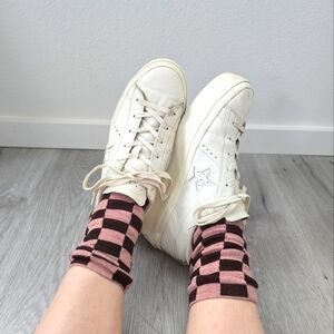 Converse | One Star cream monochrome leather platform sneakers | WMS 7.5